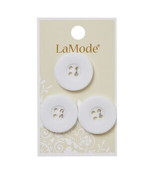 La Mode 3/4 White Pearlized 4 Hole Buttons 3pk