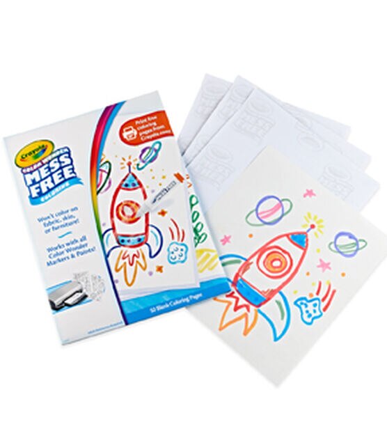 Crayola 50 Sheet Wonder Mess Free Blank Coloring Book Refill Pages, , hi-res, image 2