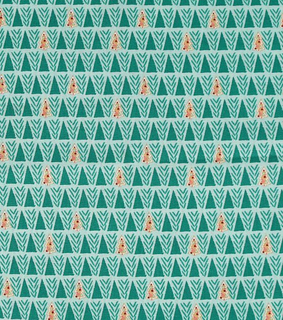 Cookie Trees on Green Christmas Cotton Fabric