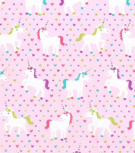 Unicorns & Hearts Novelty Cotton Fabric