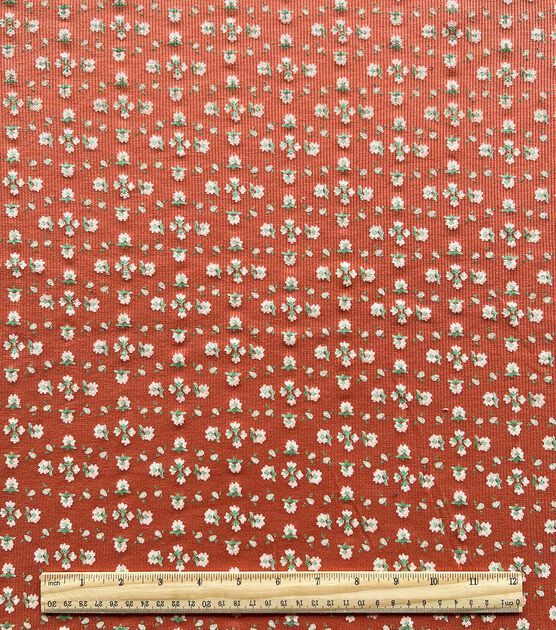 Red Flower Geometric Rib Knit Fabric, , hi-res, image 2