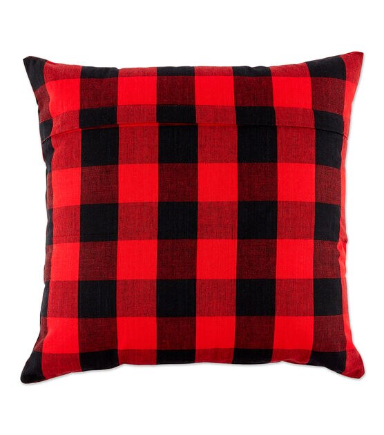 Design Imports Buffalo Check Set of 4 Pillow Covers Red & Black