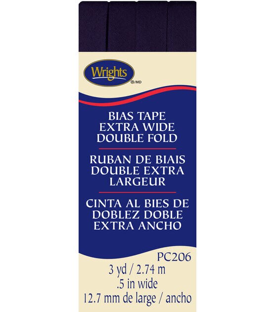  Wrights Extra Wide 1/2 Inch Double Fold Bias Tape for Quilting  and Sewing, 27 Total Yards, Blue 9 Piece