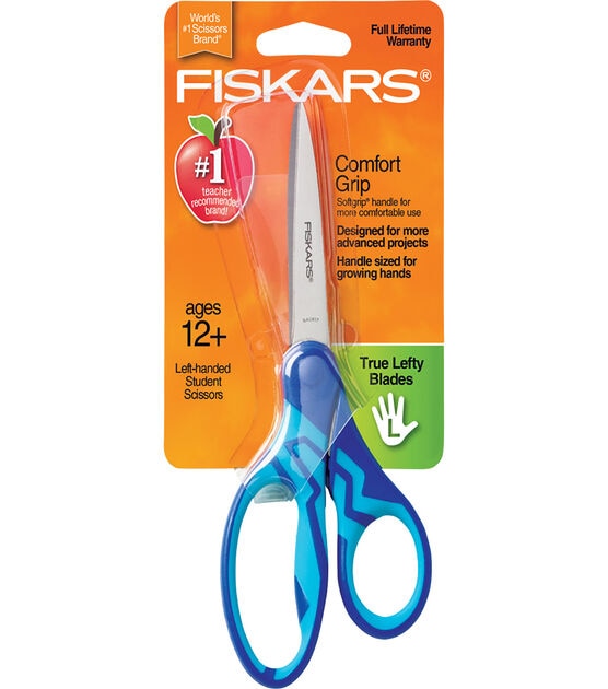 Fiskars Student Scissors, 7 inch Overall Length, Left/Right, Stainless Steel, Turquoise, Red, Lime, Blue, Pink, Purple