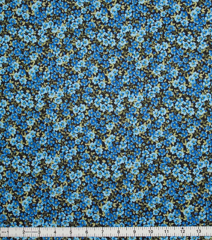 Floral Quilt Cotton Fabric by Keepsake Calico, Blue, swatch