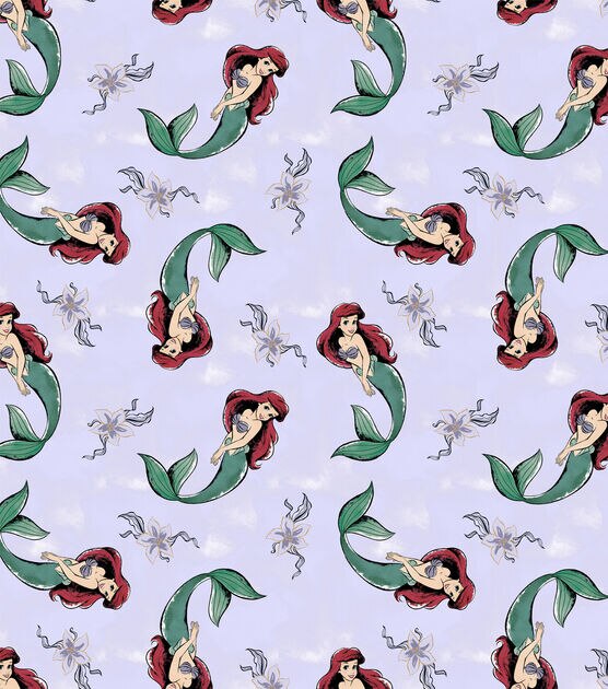 Disney Princess Ariel Dot Sea Fleece Fabric, , hi-res, image 2