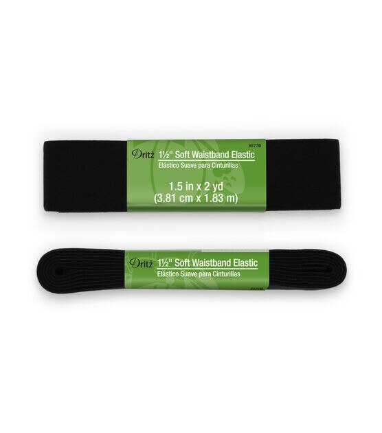 Dritz 1-1/2" Soft Waistband Elastic, Black, 2 yd, , hi-res, image 2