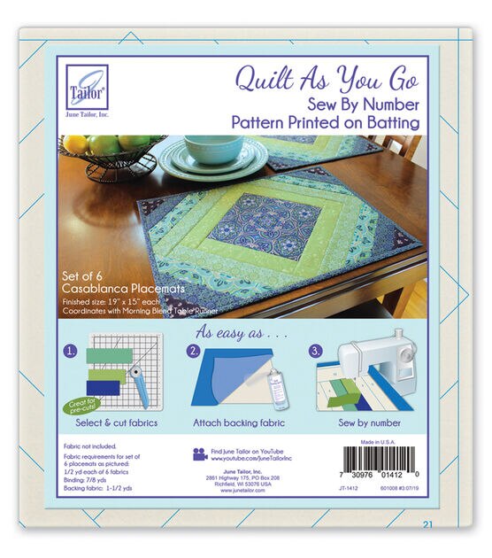 June Tailor - Quilt As You Go - Pillow Cover Pattern Kit - Assorted 3/Pkg  (JT1491)