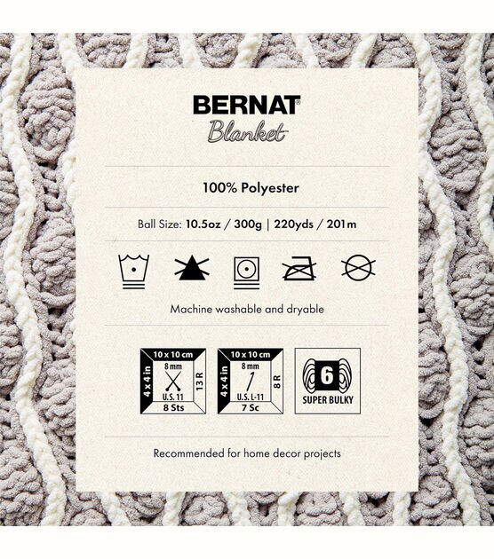 Bernat® Blanket™ #6 Super Bulky Polyester Yarn, Birch 10.5oz/300g, 220  Yards (4 Pack) 