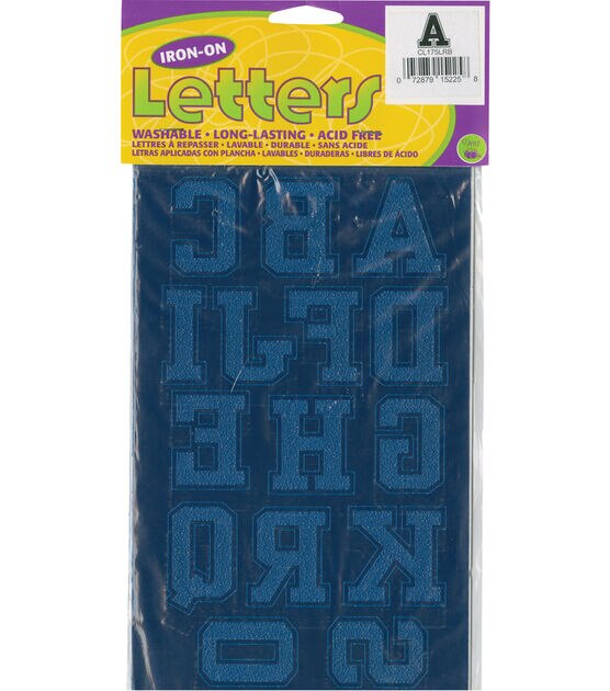 Iron-On Sports Jersey blue capital block letters 1.22 54 pcs creative  craft