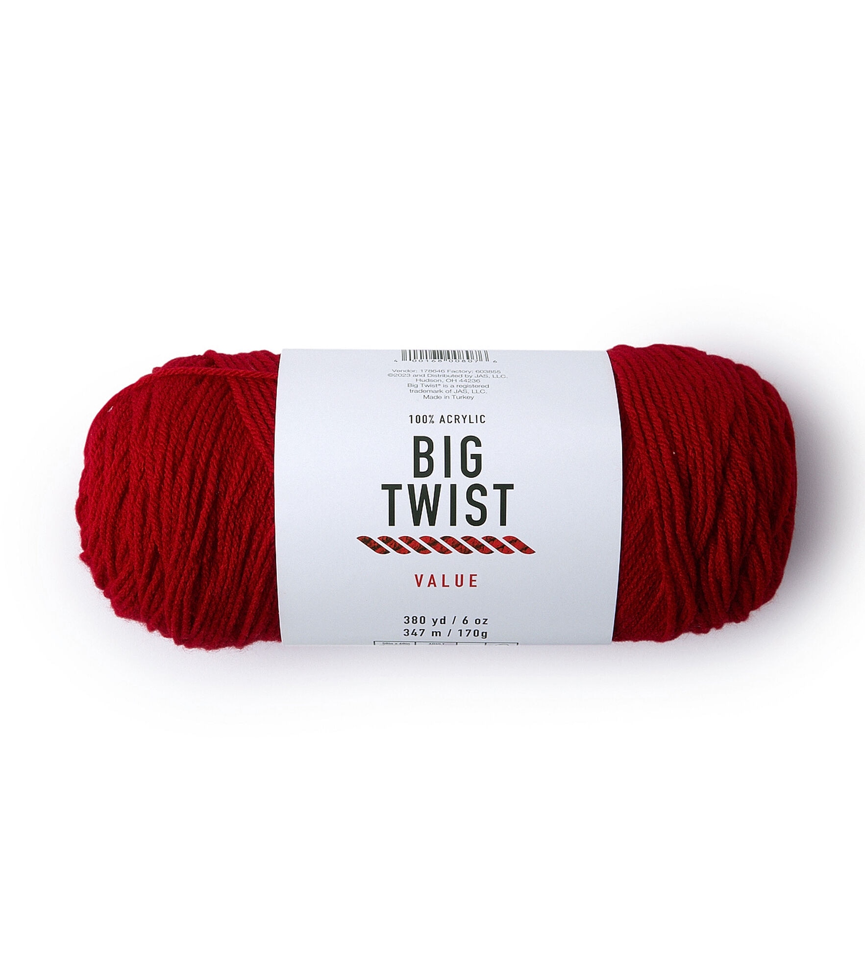 Value 380yd Worsted Acrylic Yarn by Big Twist, Deep Red, hi-res