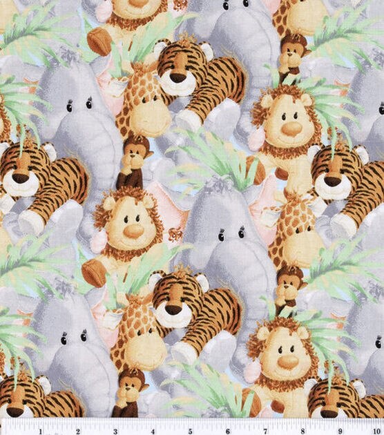 Baby Jungle Animals Fabric, Baby Boy or Girl Fabric, Wild Animals