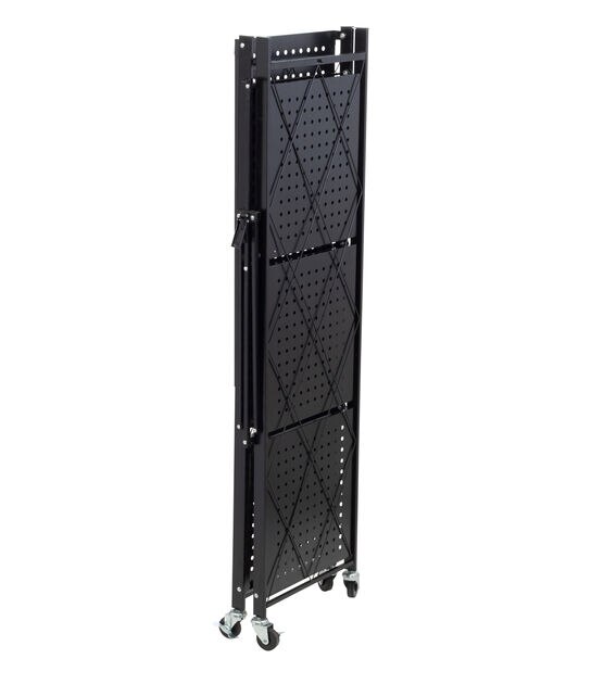 Honey Can Do Collapsible 4-Tier Metal Shelf on Wheels, Black