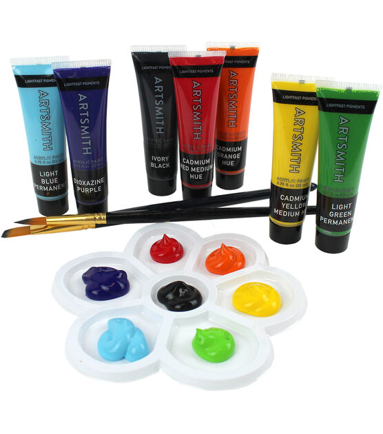Reeves Acrylic Paint Tubes Artist Colours 10 ml Vibrant Colors Open Box