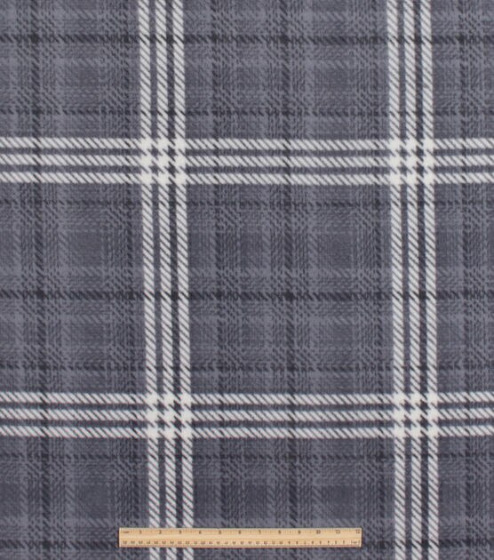 Gray Sweater Plaid Anti Pill Fleece Fabric, , hi-res, image 2