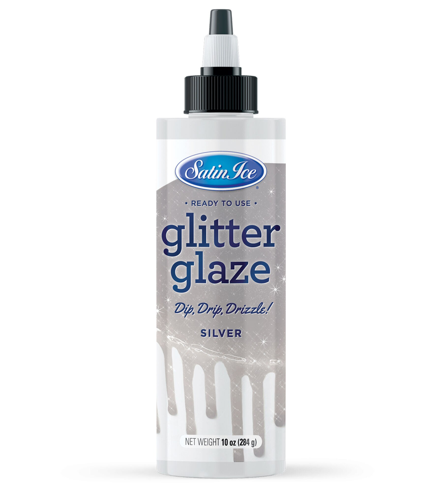 Satin Ice 10oz Glitter Glaze, Silver, hi-res