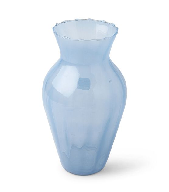 11" Spring Blue Glass Urn Vase by Place & Time glass