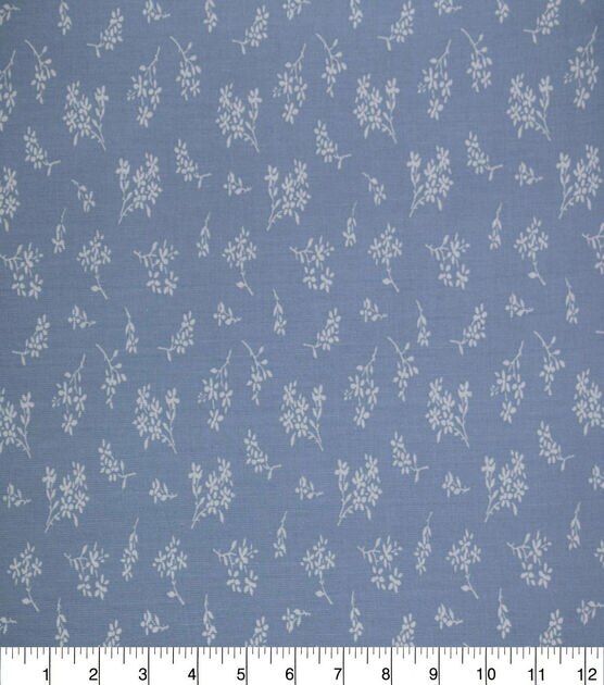 Floral on Dusty Blue Quilt Cotton Fabric by Quilter's Showcase