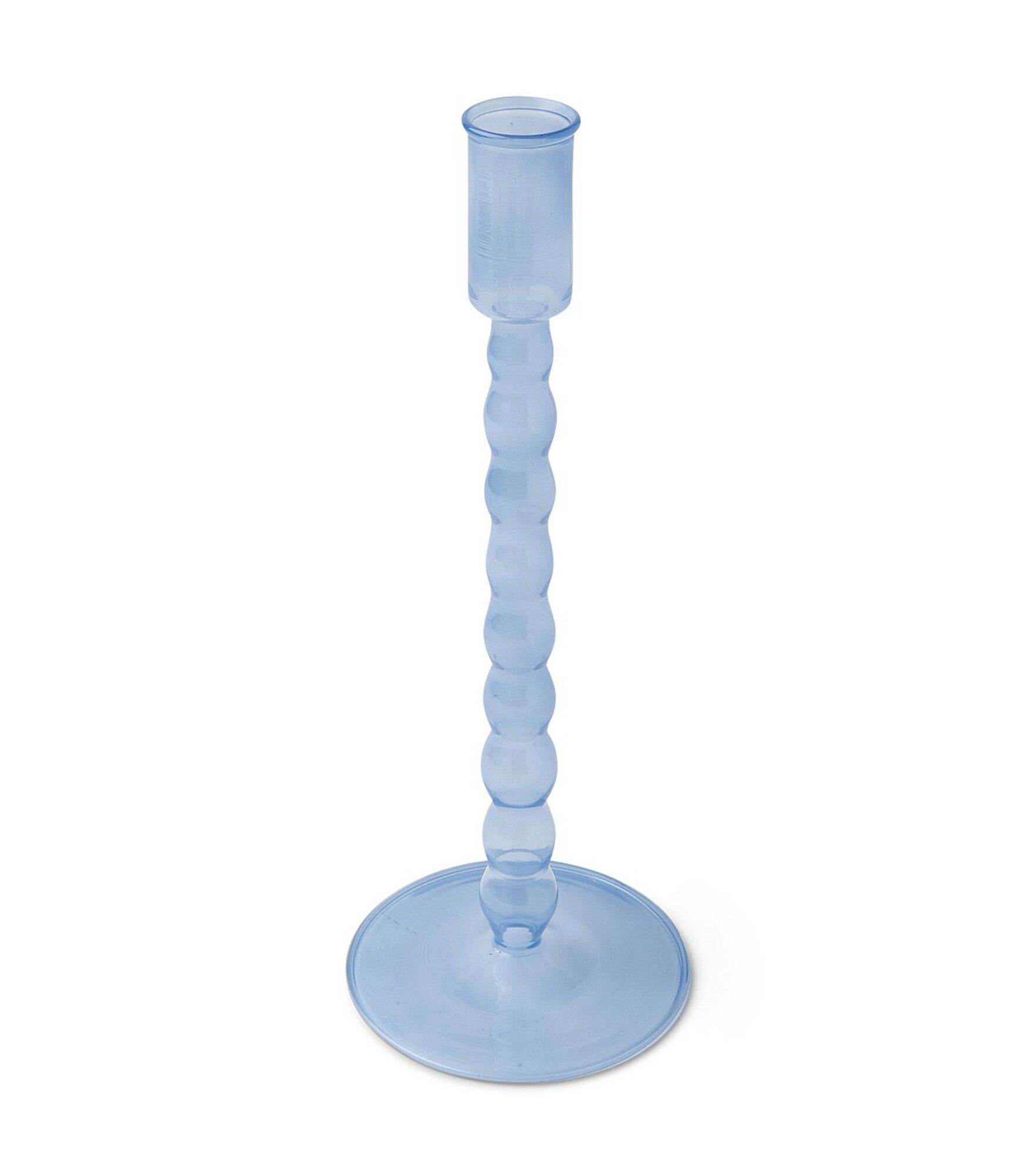 10.5" Spring Glass Bubble Taper Candle Holder by Place & Time, Blue, hi-res