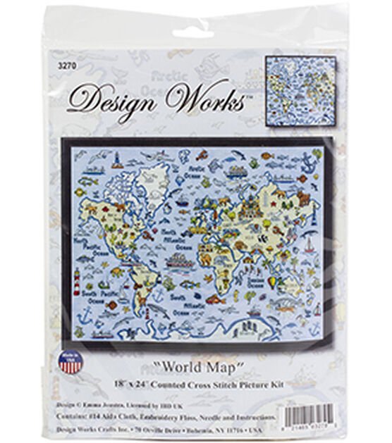 design works counted cross stitch kit 18 x 24 world map 14 count joann