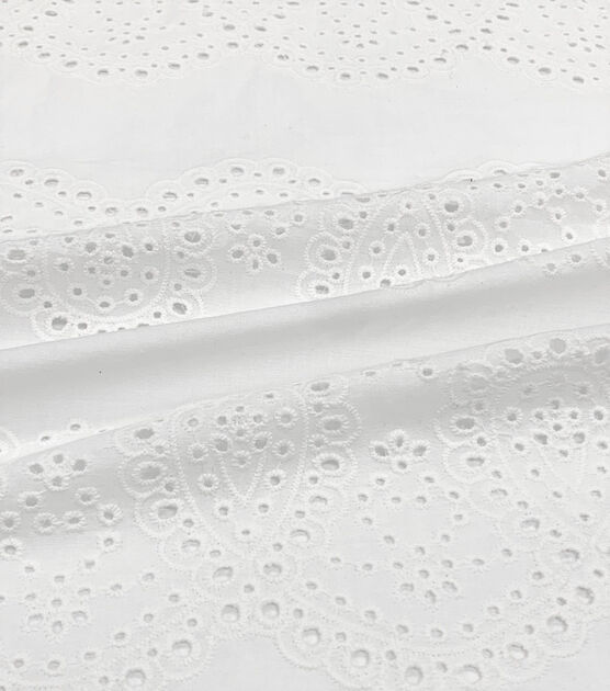 White Loops Cotton Eyelet Fabric