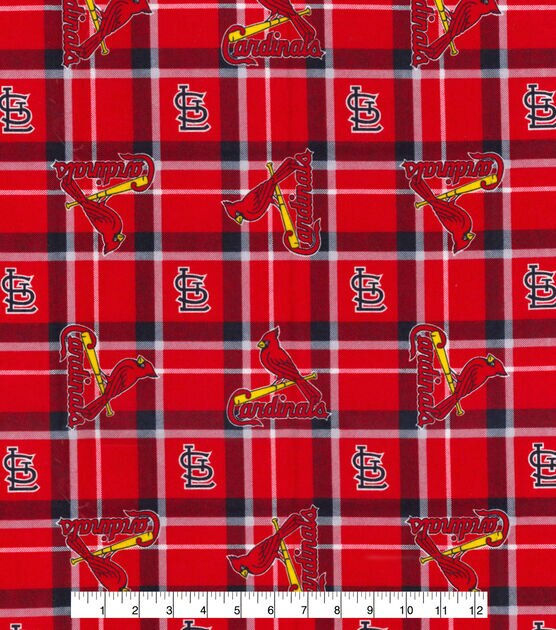 Fleece St. Louis Cardinals MLB Baseball Plaid Fleece Fabric Print