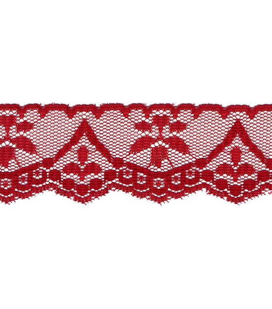 Red Heartdrop Lace Trim, , hi-res, image 2
