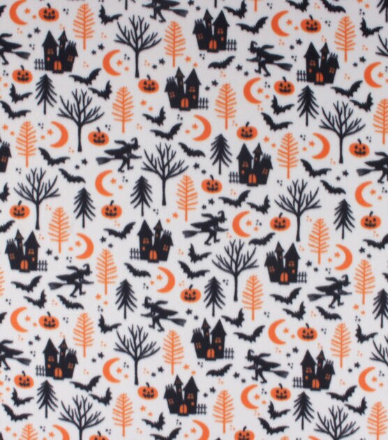 Blizzard Fleece Halloween Scenic Fabric