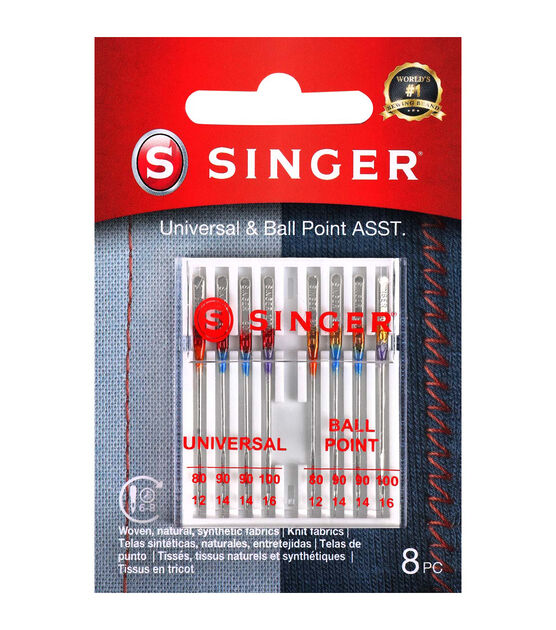 Singer Serger Ball Point Needles - Size 10 & 14