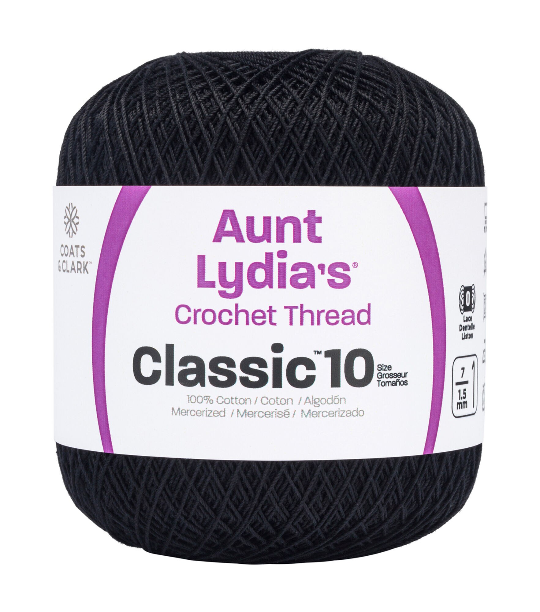 Aunt Lydia's Crochet Size 10 Cotton Thread, Black, hi-res