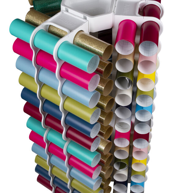 Vinyl Roll Holder, 34 Compartments 34 includes 10 Pockets, Gray