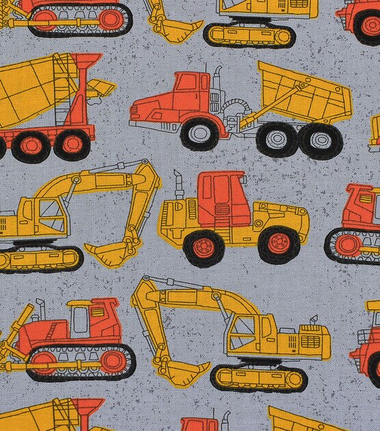  Spoonflower Fabric - Trucks Yellow Grey Construction Truck  Crane Boy Printed on Petal Signature Cotton Fabric by The Yard - Sewing  Quilting Apparel Crafts Decor