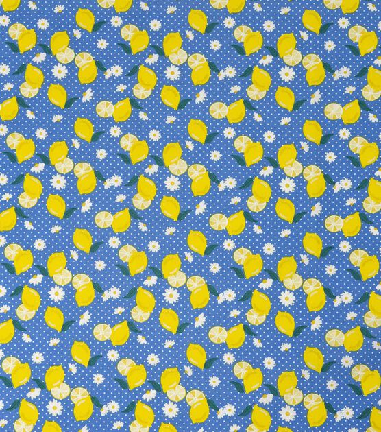SINGER Lemons on Blue Novelty Cotton Fabric