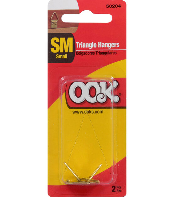 Ook 2pc Small Brass Triangle Ring Hangers, , hi-res, image 2