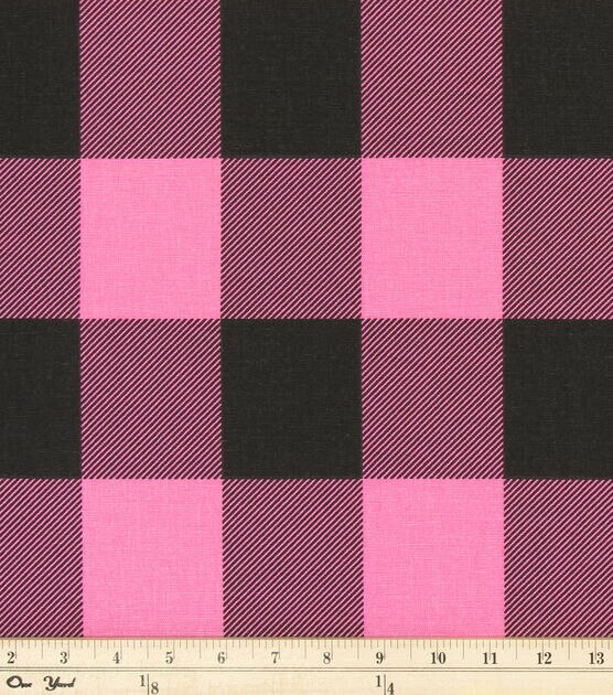 Premier Prints Upholstery Fabric Buffalo Check Polish Pink Black