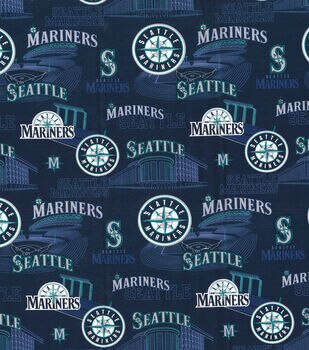 Fabric Traditions Seattle Mariners Flannel Fabric Plaid (2 Yards Min.) - Team Flannel Fabric - Fabric