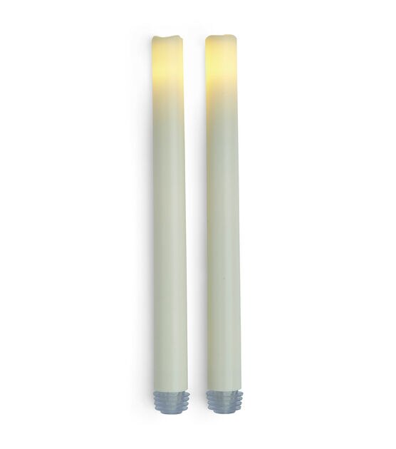 Flameless Cream LED Wax Taper Candles 2pk, , hi-res, image 2