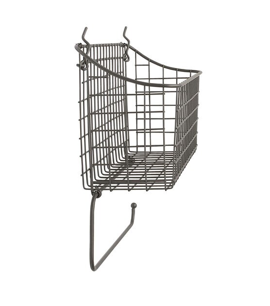 Wall Mount Basket with Paper Towel Holder Industrial Gray, Spectrum