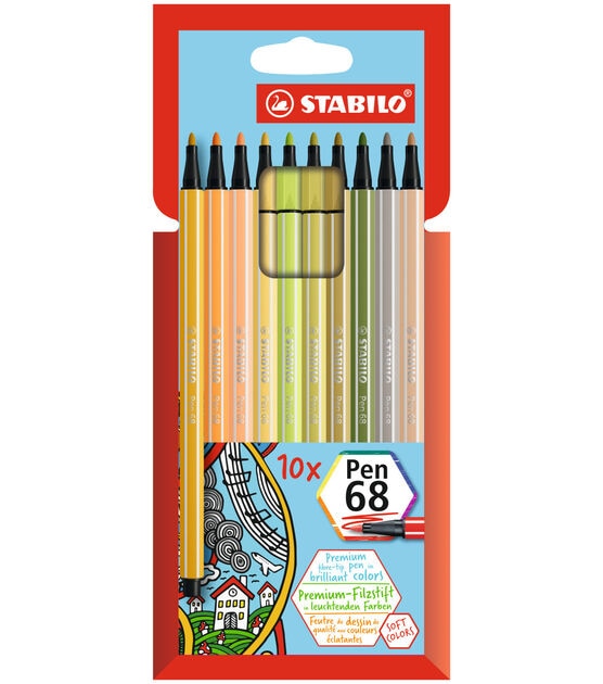  Premium Felt Tip Pen - STABILO Pen 68 - Wallet of 10