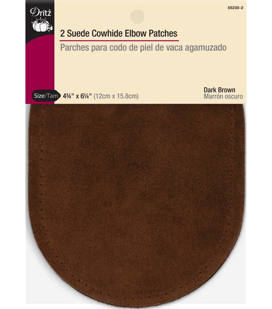 Dritz Suede Cowhide Elbow Patches, 2 pc, Brown