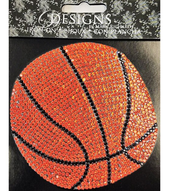 Mark Richards 4 Orange & Black Rhinestone Basketball Iron On Patch