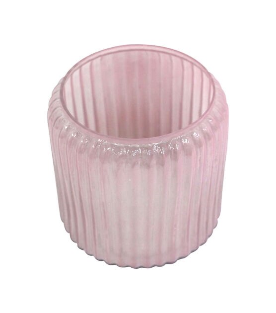 6" Spring Pink Glass Ribbed Vase by Place & Time, , hi-res, image 3