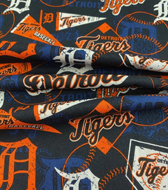 Cotton Fabric - Sports Fabric - MLB Baseball Detroit Tigers Logo