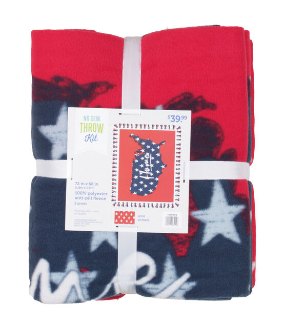 72 Wide Patriotic Home No Sew Fleece Blanket