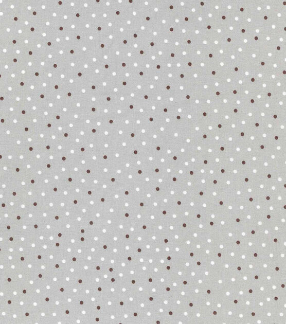 Keepsake Calico Cotton Fabric Scattered Brown & Cream Dots On Grey | JOANN