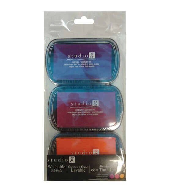 Washable Ink Pads 3/Pkg-Brights