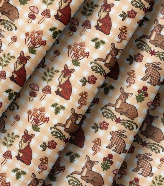 Beige Winter Forest Novelty Cotton Fabric, , hi-res, image 3