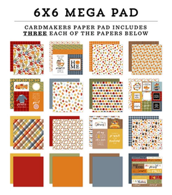 Echo Park Paper Company Fall Cardmakers 6X6 Mega Pad Paper, Multi