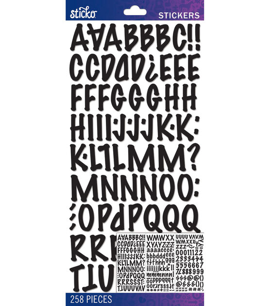 Sticko Alphabet Stickers-Black Varsity Large