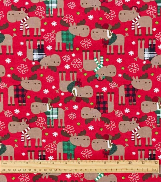 Christmas Moose in Sweaters Super Snuggle Flannel Fabric, , hi-res, image 3